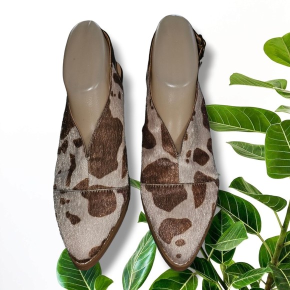 Cato Comfort 1946 Cow Print FaLux Hide Hair Closed Toe Heel Sling Back Shoe Sz 9 - Picture 4 of 14